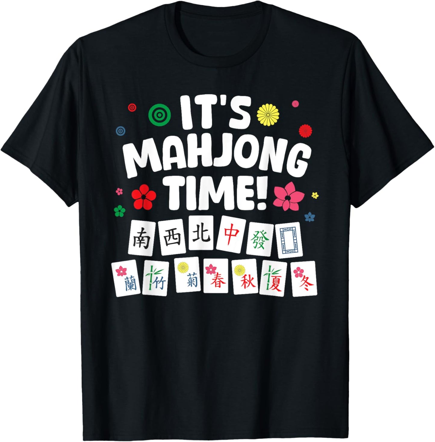 Cute Mahjong Design Women Tile Game Mahjong Player T-Shirt - T-Shirt | Black
