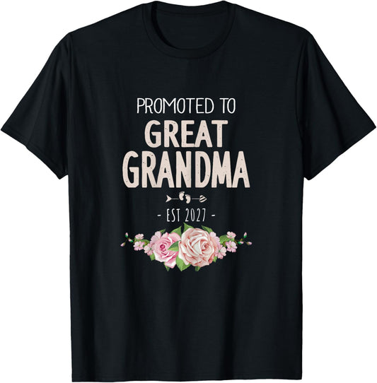 Promoted to Great Grandma 2027 Great Grandma 2027 T-Shirt - T-Shirt | Black