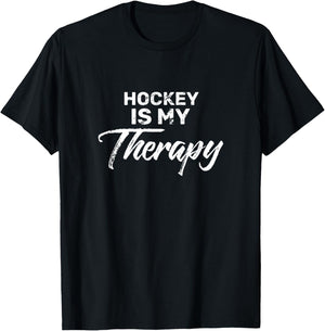Hockey is My Therapy for Hockey Players T-Shirt - T-Shirt | Black