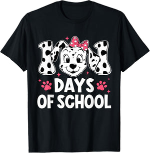 100 Days Of School Dalmatian Dog Boy Kid 100th Day Of School T-Shirt - T-Shirt | Black