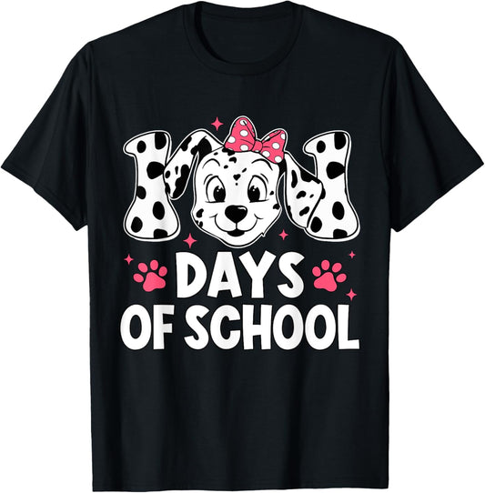 100 Days Of School Dalmatian Dog Boy Kid 100th Day Of School T-Shirt - T-Shirt | Black