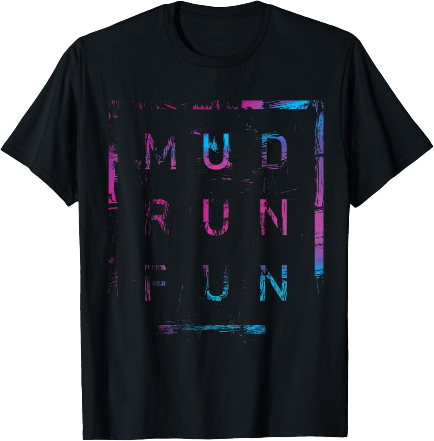 Mud Run Fun SQUAD Mudder PINK BLUE Trail Running Mudding T-Shirt - T-Shirt | Black