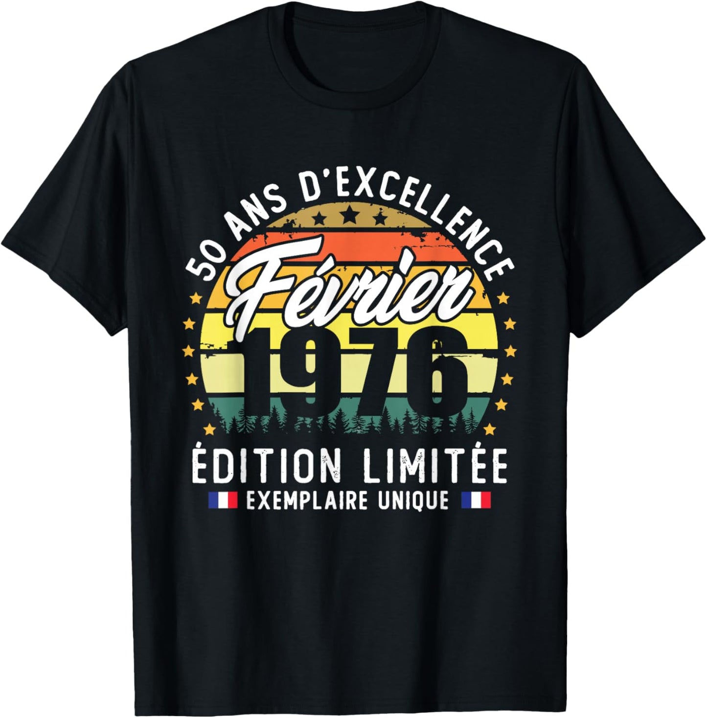 Vintage February 1976 50th Birthday Gift T-Shirt - T-Shirt | Black
