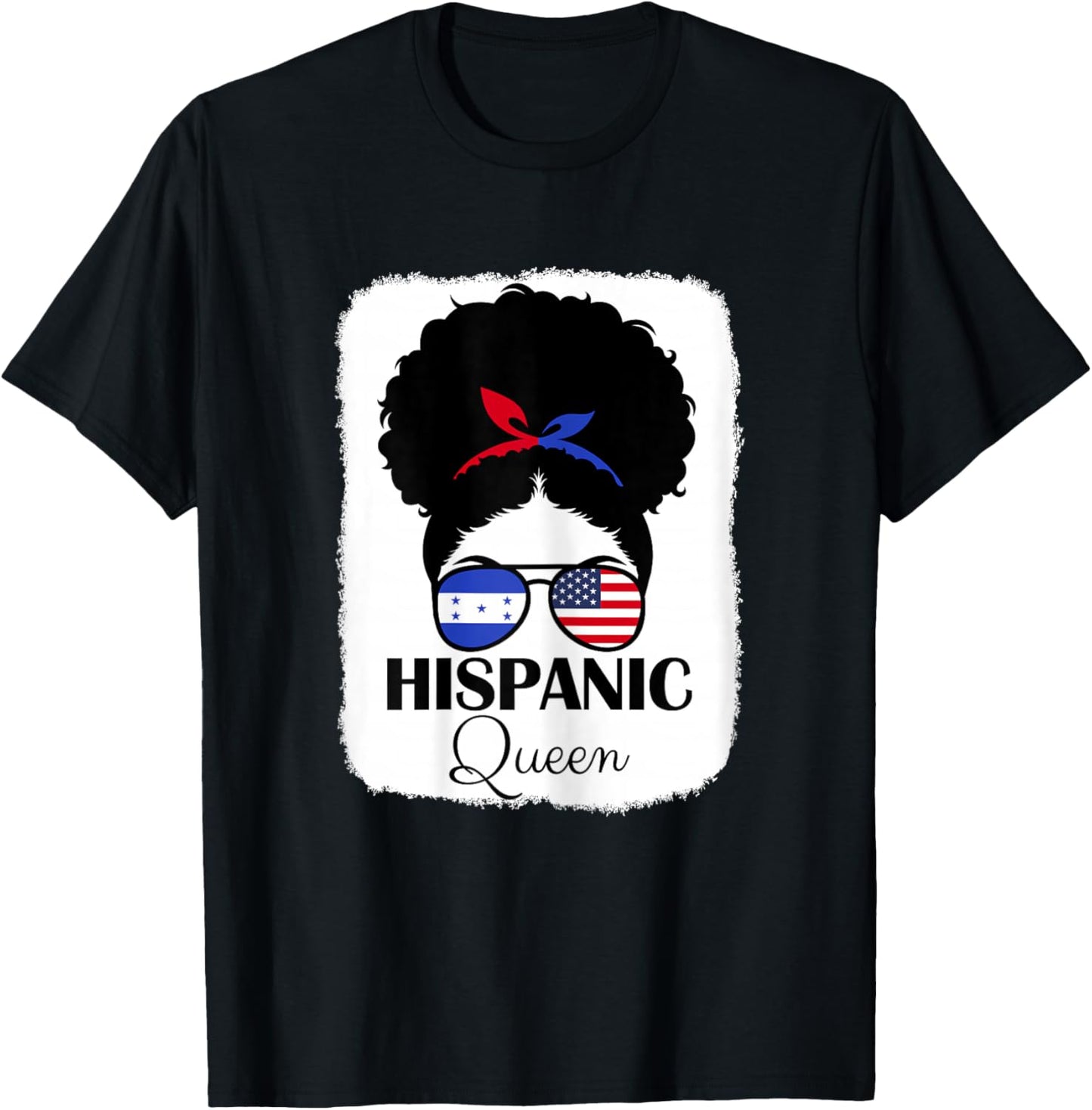 Hispanic Queen Roots USA and Honduras Mix Heritage T-Shirt - T-Shirt | Black