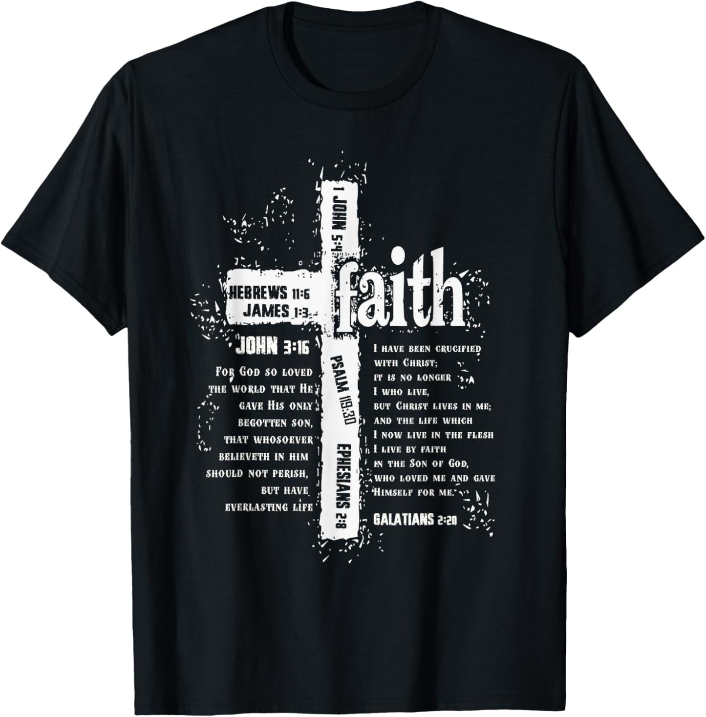 Faith Cross and Bible Verses T-Shirt - T-Shirt | Black