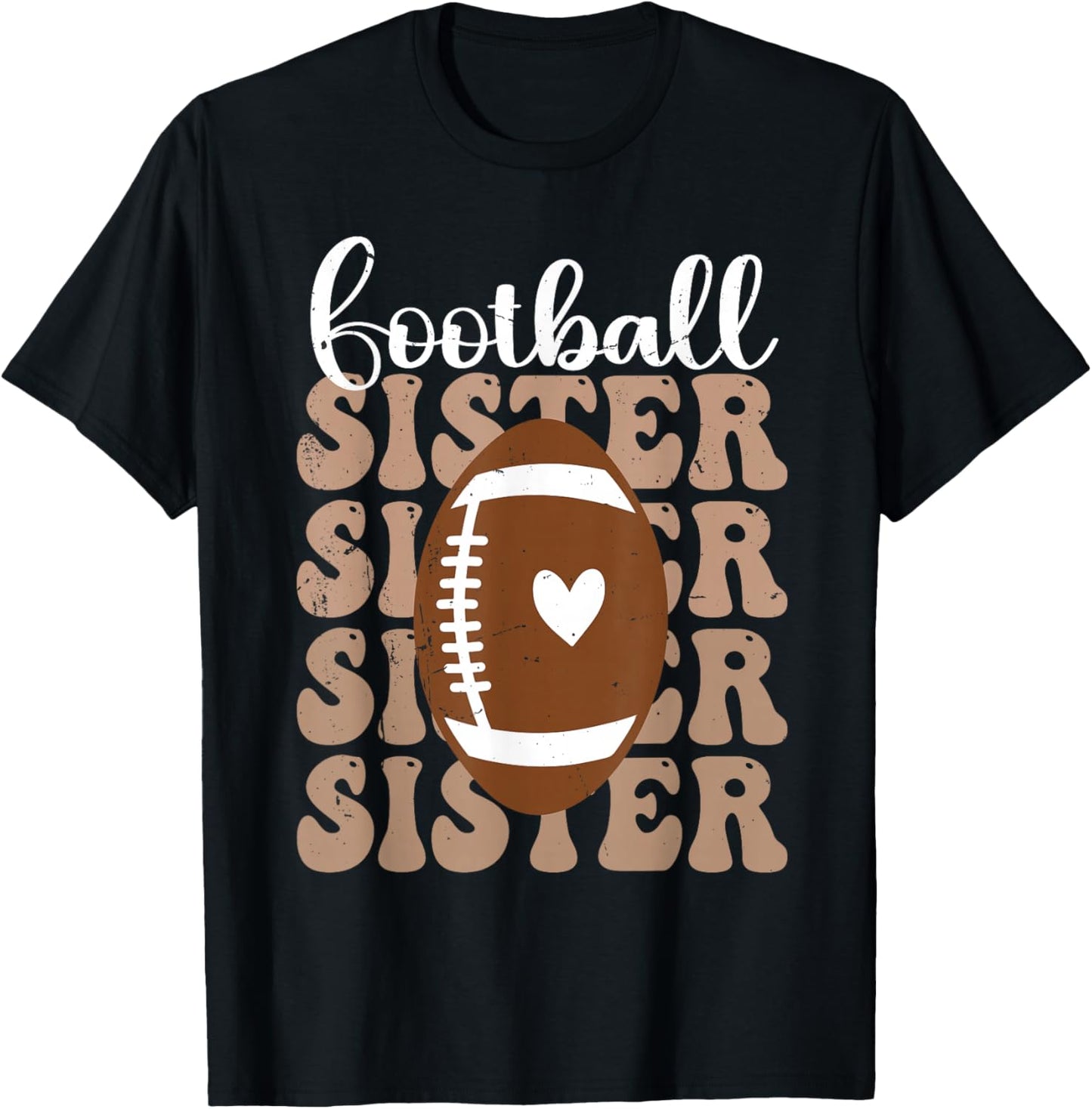 Football Sister Vintage Sport Lover Sister Mothers Day T-Shirt - T-Shirt | Black