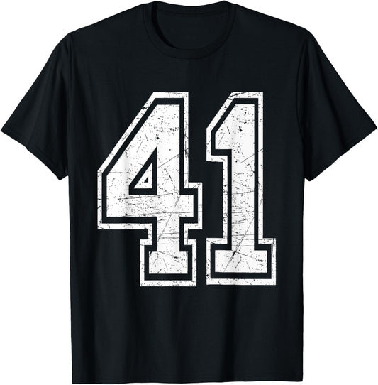 Number 41 Varsity Sports Team Jersey 41st Birthday T-Shirt - T-Shirt | Black