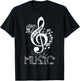Life Is Better With Music Notes Musical Sheet Musician Music T-Shirt - T-Shirt | Black