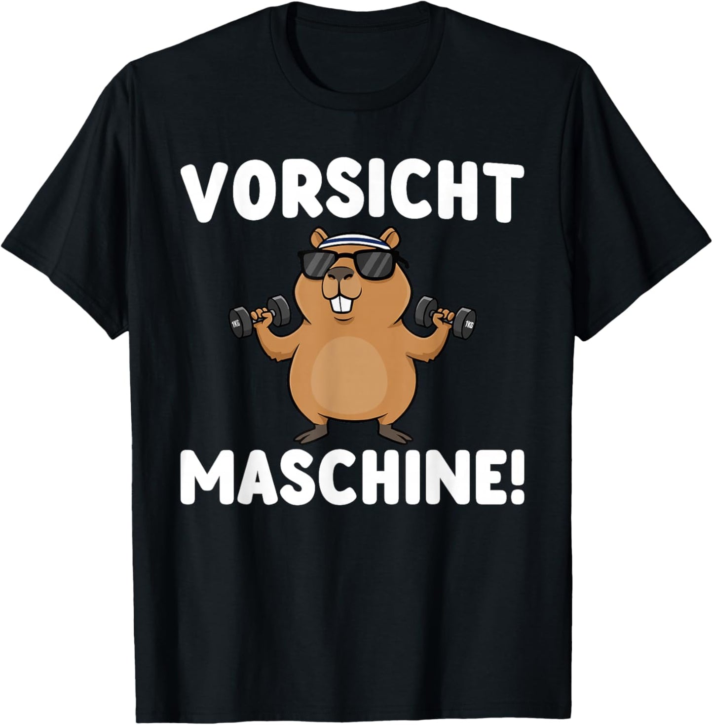 Fitness Vorsicht Maschine - Capybara Workout T-Shirt - T-Shirt | Black