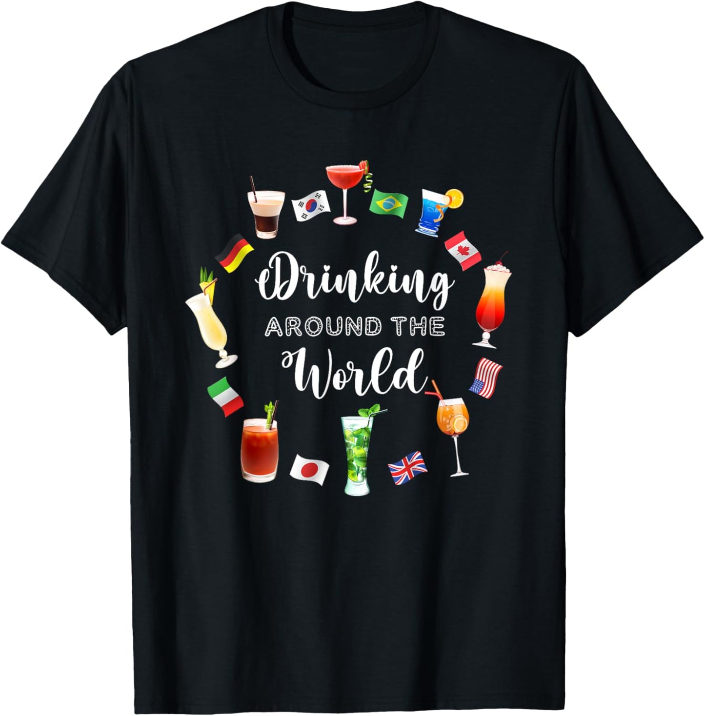 Drinking Around The World Vacation Drinking Showcase T-Shirt - T-Shirt | Black
