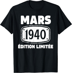 86 Ans Homme 1940 Anniversaire Mars 86 Ans Homme 1940 T-Shirt - T-Shirt | Black