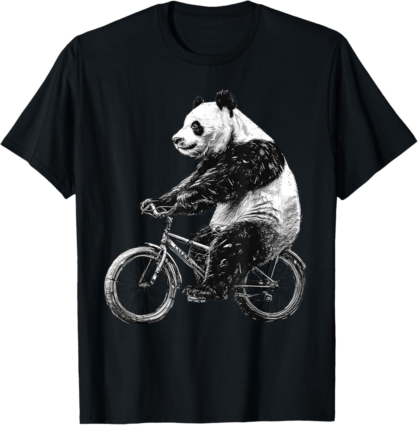 Retro Panda Bear Riding Bike Vintage Bicycle Cycling Lover T-Shirt - T-Shirt | Black