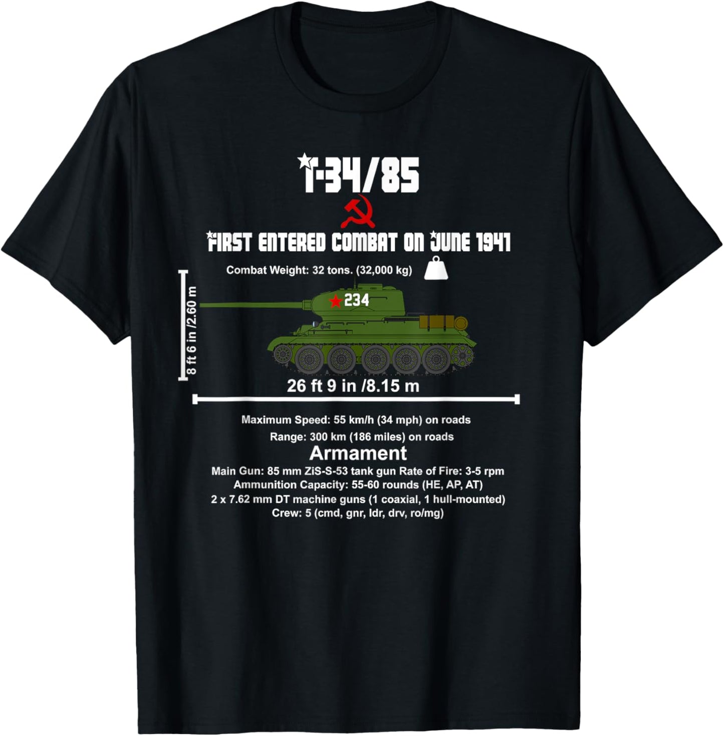 T-34/85 Art Historic: Armored Legends T-Shirt - T-Shirt | Black