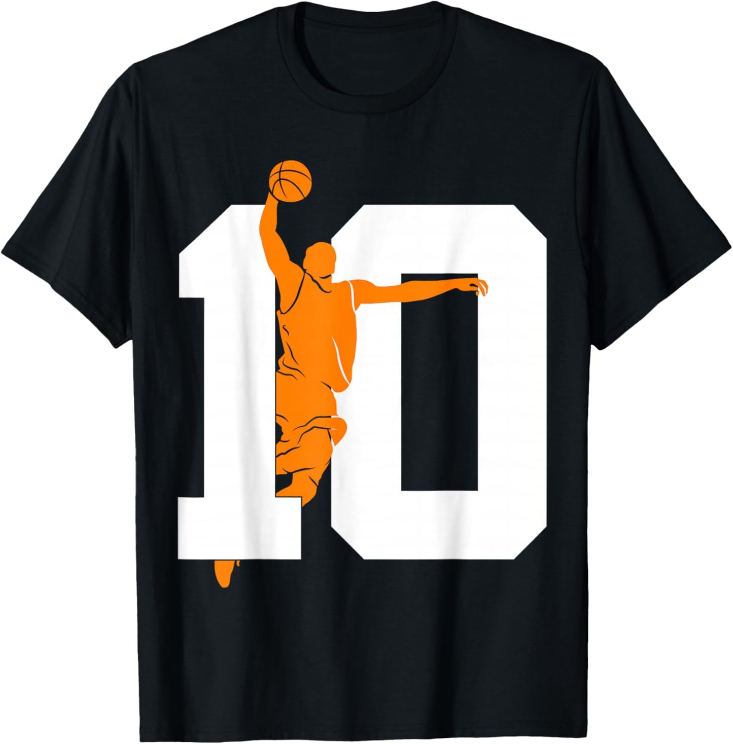 Number 10 Years Basketball 10th Birthday T-Shirt - T-Shirt | Black