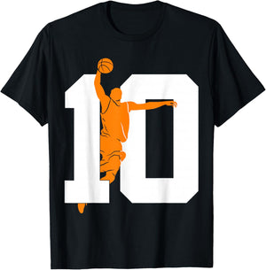 Number 10 Years Basketball 10th Birthday T-Shirt - T-Shirt | Black