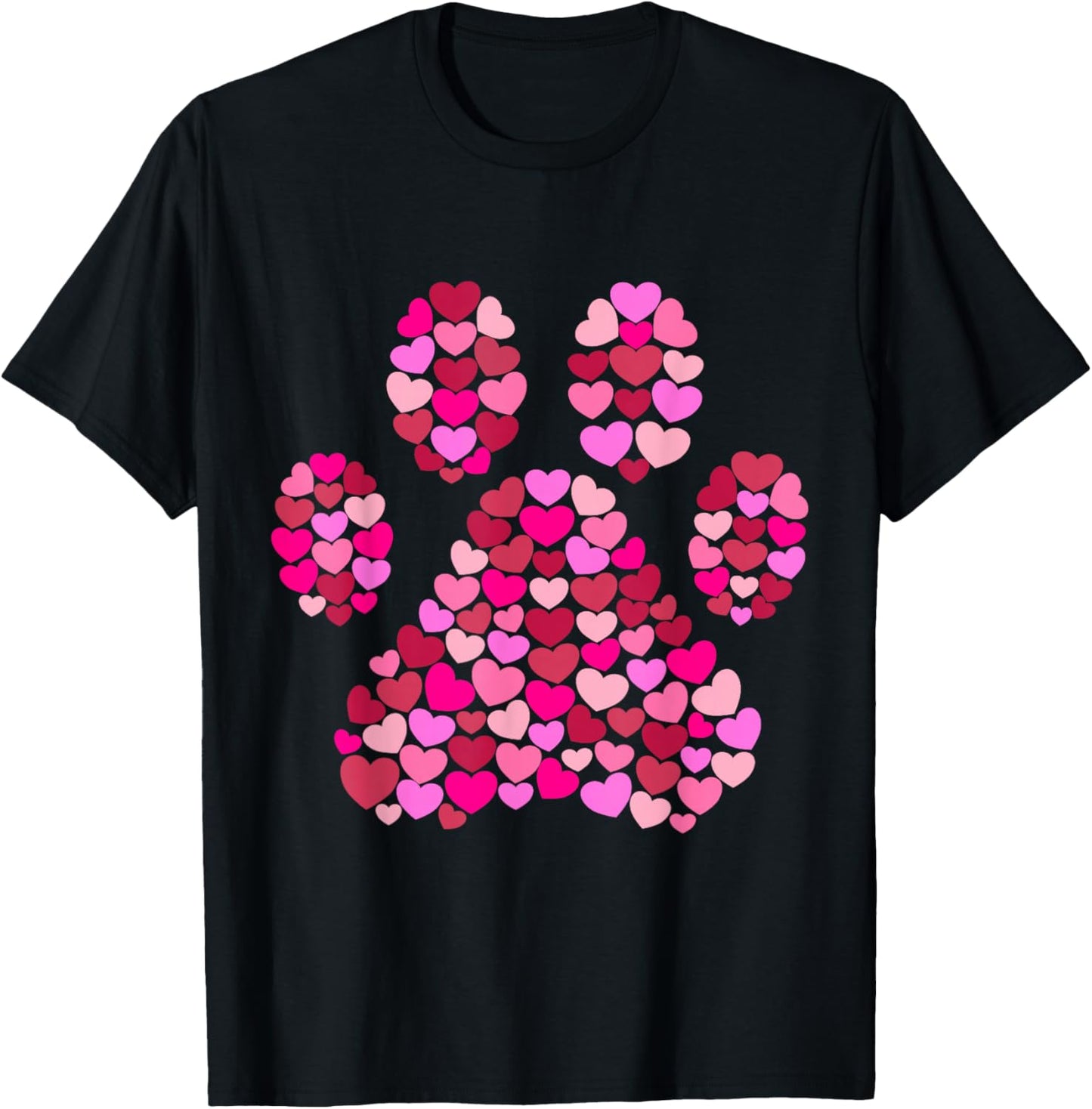 Paw Print Hearts Dog Lover Gift Men Women Girls Kids T-Shirt - T-Shirt | Black