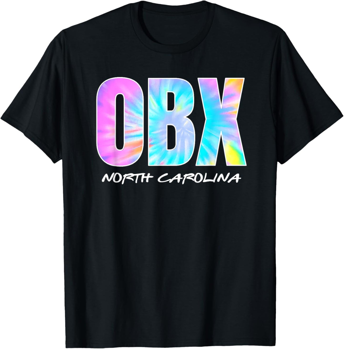 Retro Tie Dye OBX North Carolina Outer Banks Boys Girls T-Shirt - T-Shirt | Black