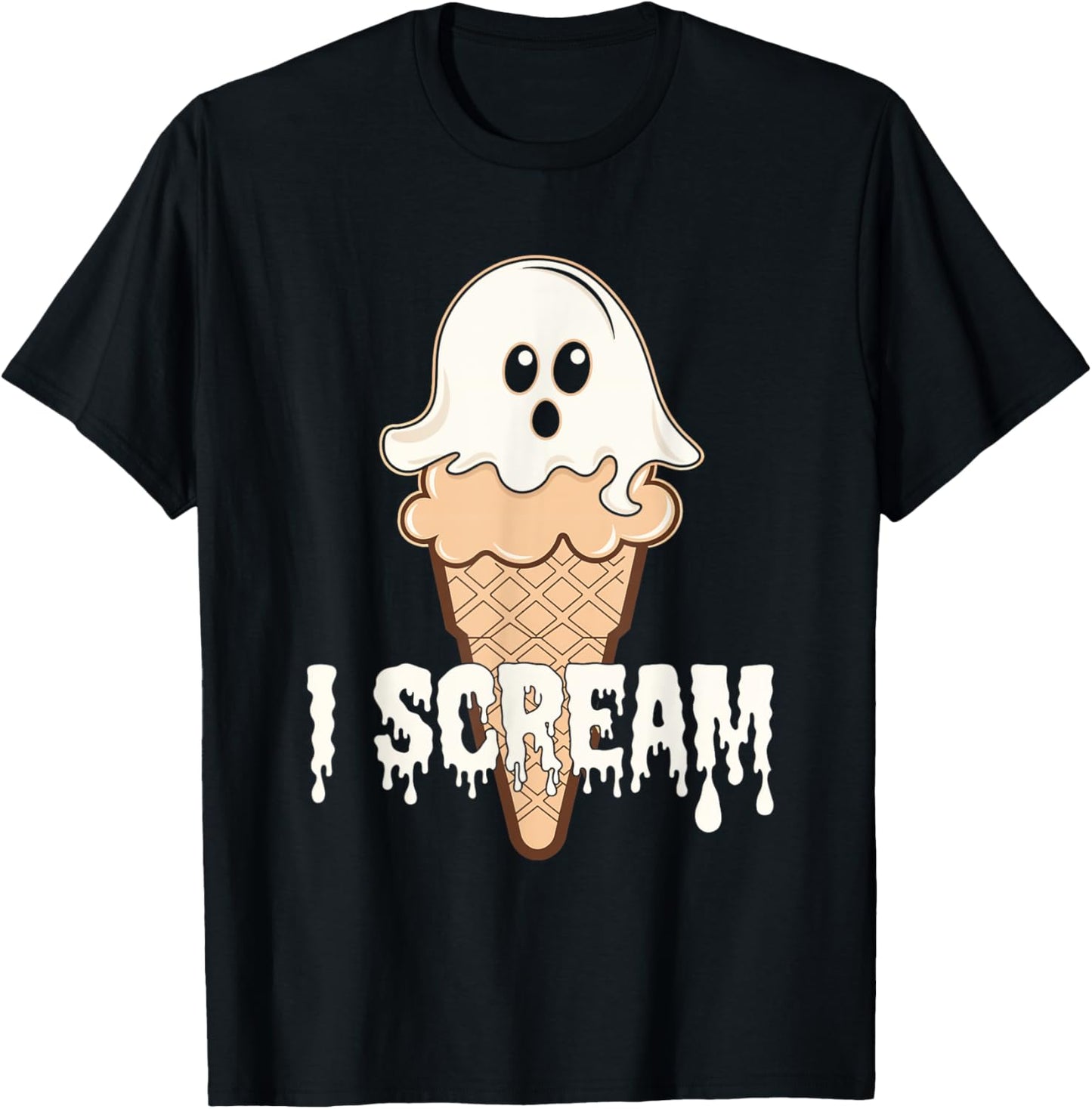 I Scream Ice Cream Ghost Halloween Costume Spooky T-Shirt - T-Shirt | Black