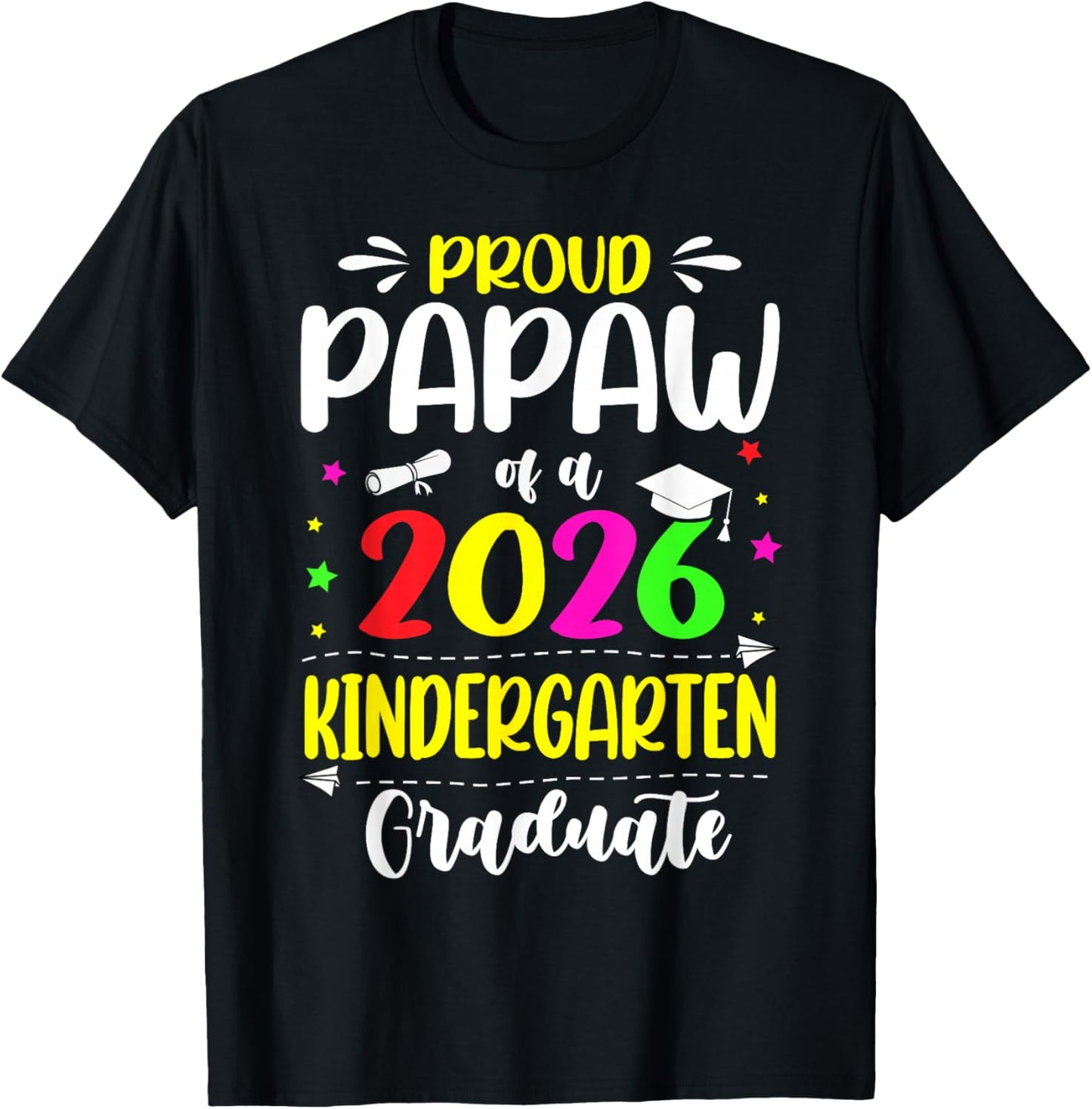 Proud Papaw Class of 2026 Kindergarten Graduate Kids T-Shirt - T-Shirt | Black