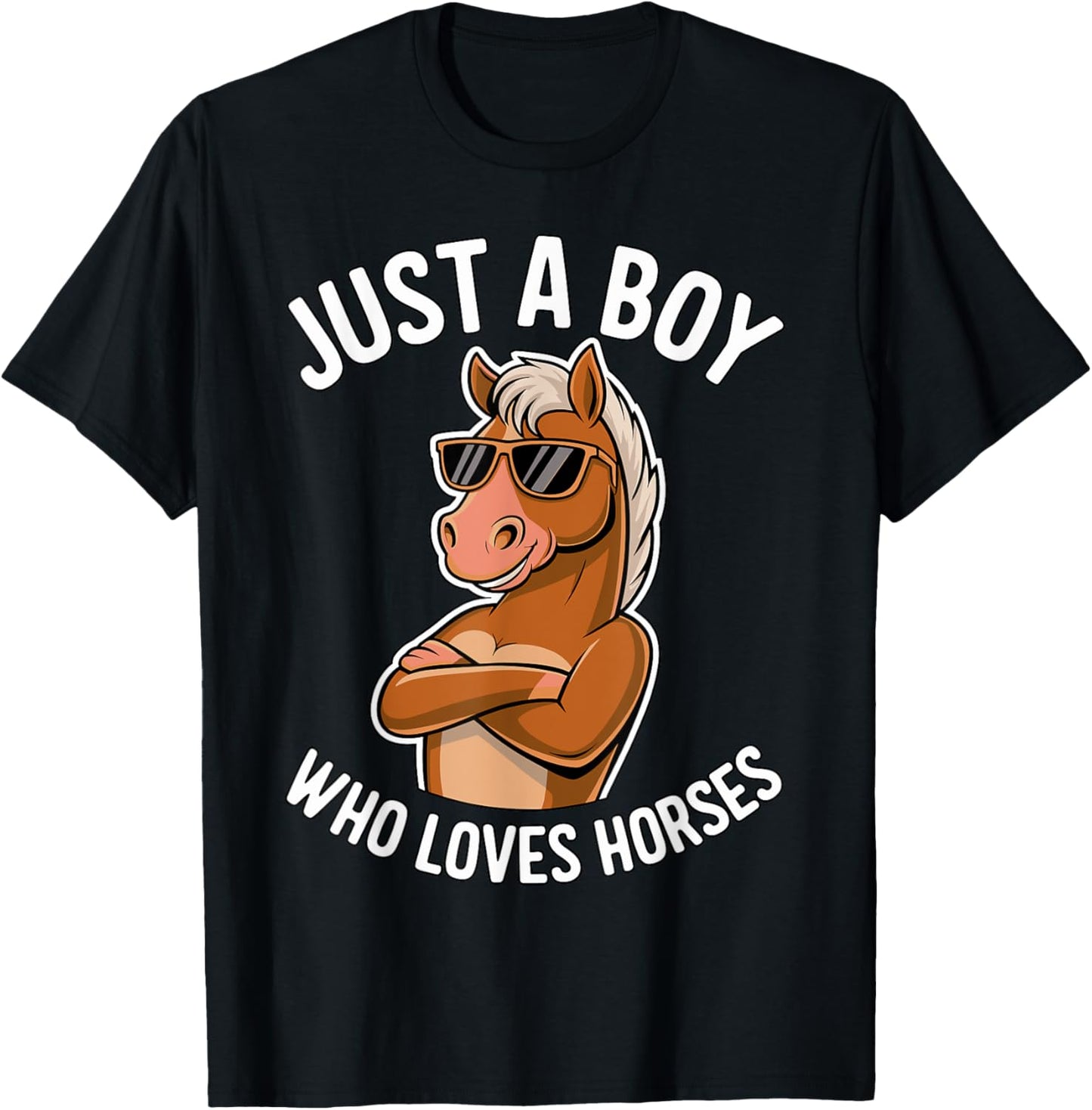 Just a Boy who loves Horses Equestrian Horseback T-Shirt - T-Shirt | Black