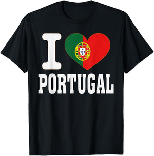 I Love Portugal Heart Souvenir Lovers Pride Travel T-Shirt - T-Shirt | Black