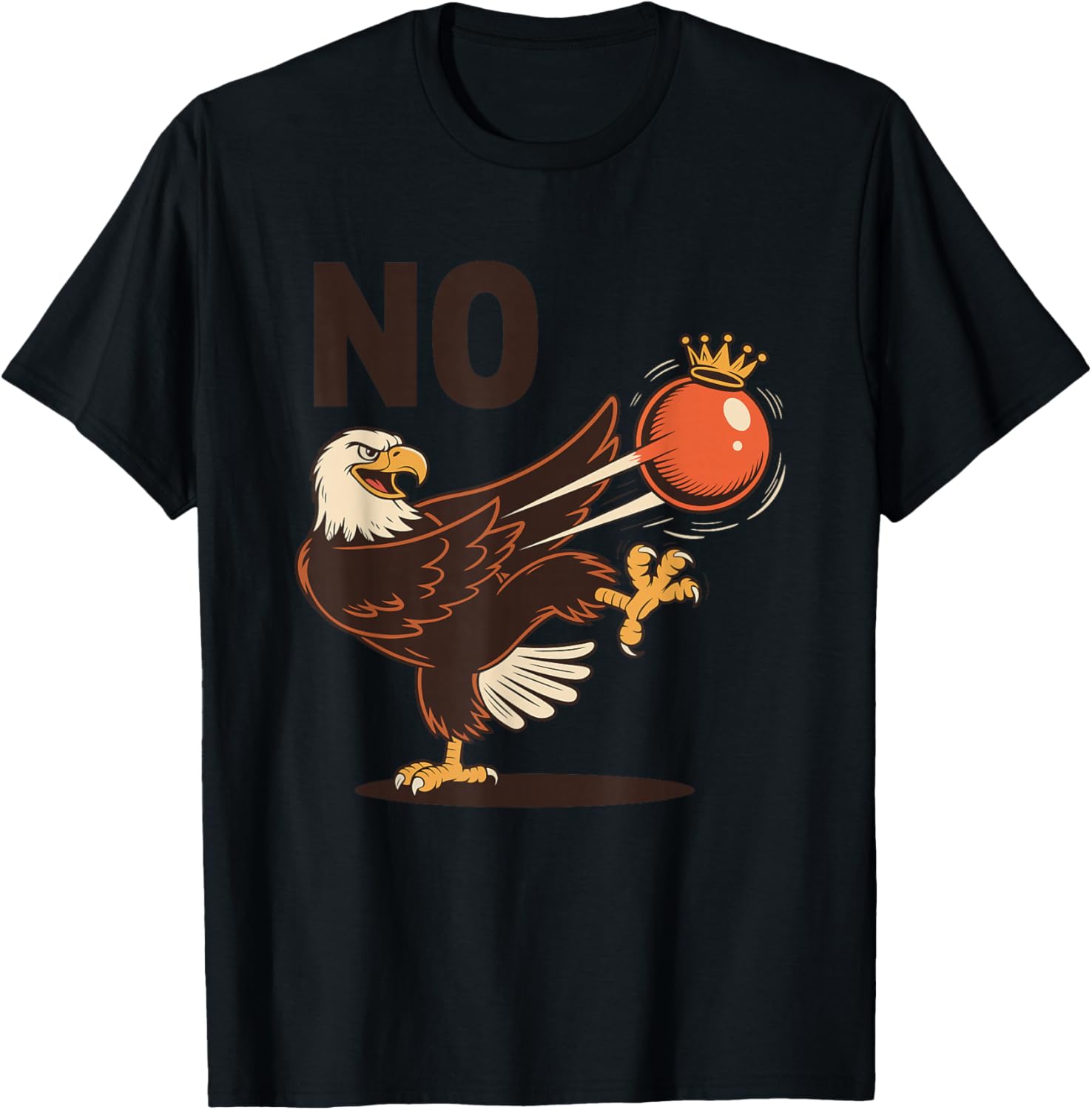No Kings in America Bald Eagle Patriotic Art T-Shirt - T-Shirt | Black