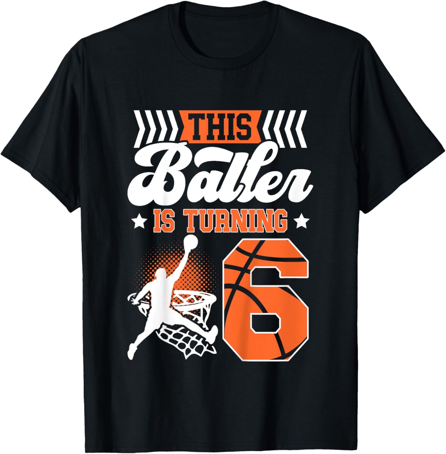 Kids 6th Birthday Basketball 6 Year Old Basketball Boy Birthday T-Shirt - T-Shirt | Black