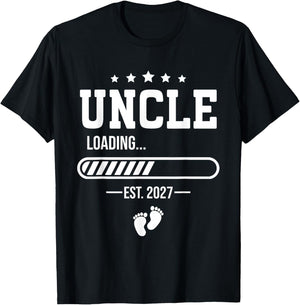 Uncle Loading 2027, Uncle Est 2027 Pregnancy Announcement T-Shirt - T-Shirt | Black