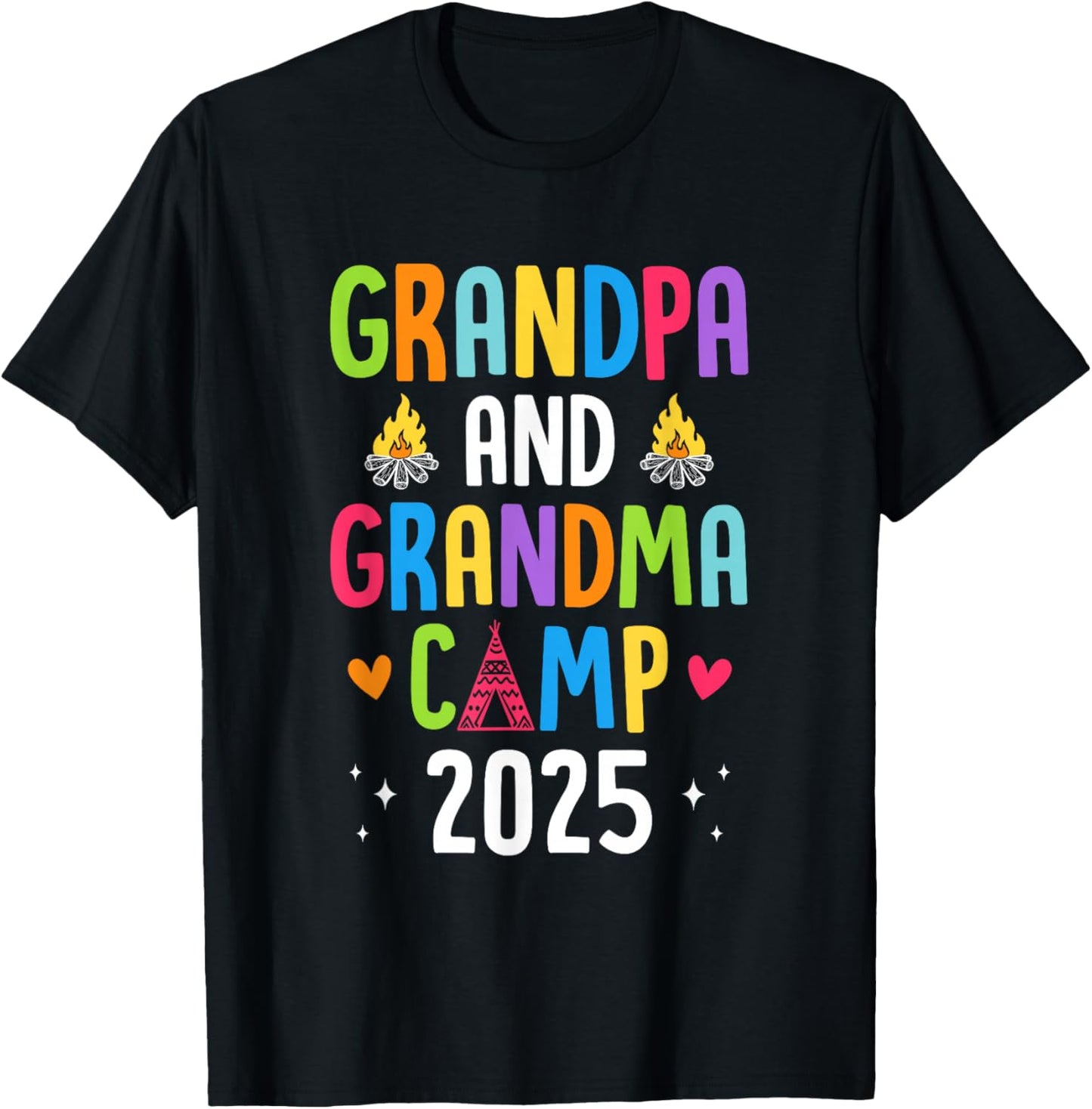 Grandparents Camp 2025 Cousins Summer Camping Vacation T-Shirt - T-Shirt | Black