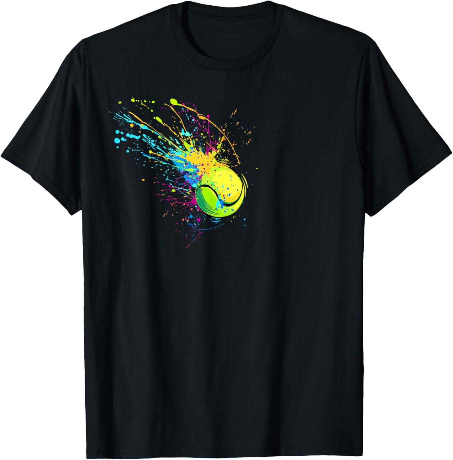 Colorful Tennis Ball Splash Art Tennis Lover T-Shirt - T-Shirt | Black