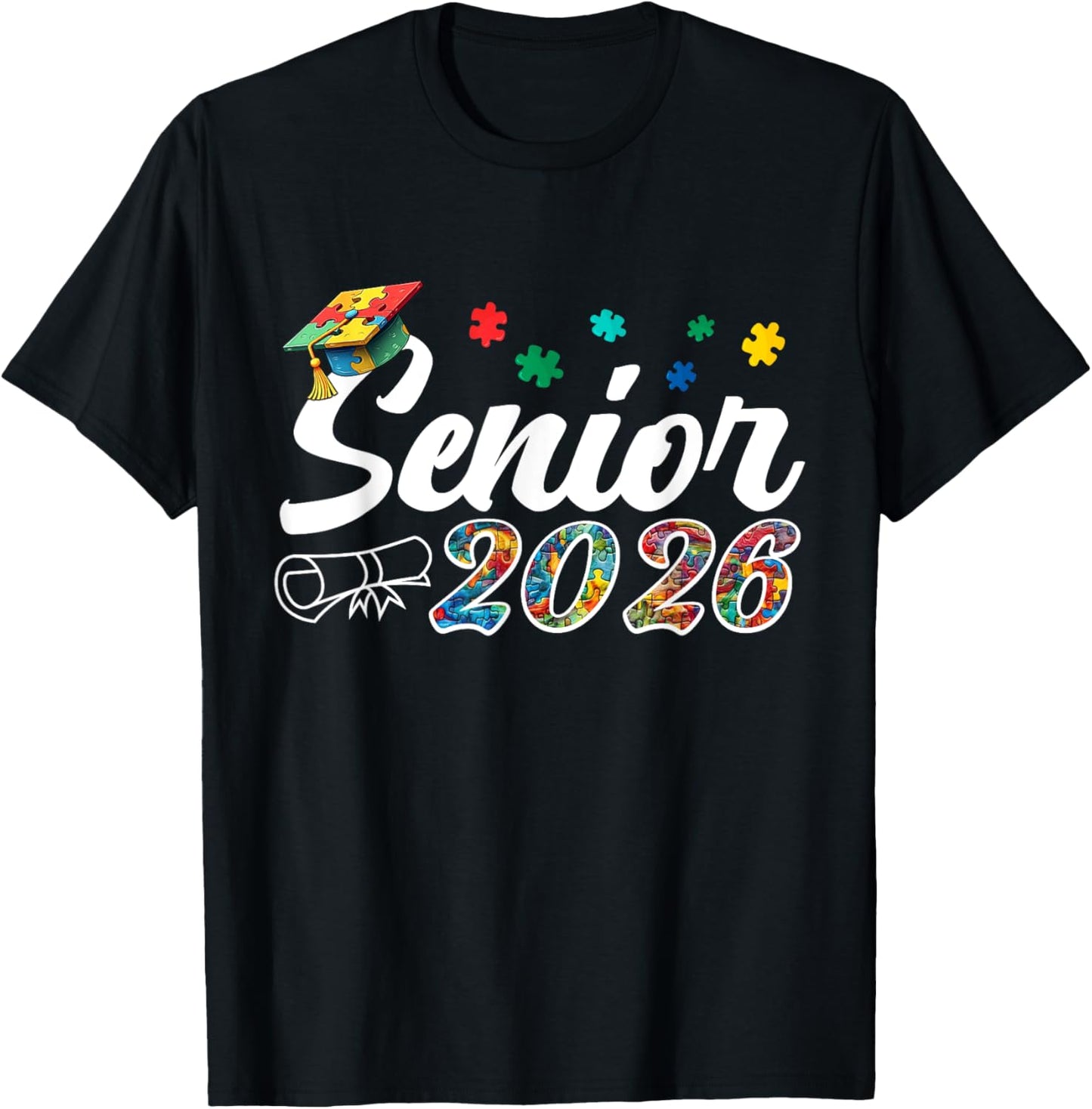 Autism Graduation Senior 2026 Puzzle Autistic Boys Girls T-Shirt - T-Shirt | Black