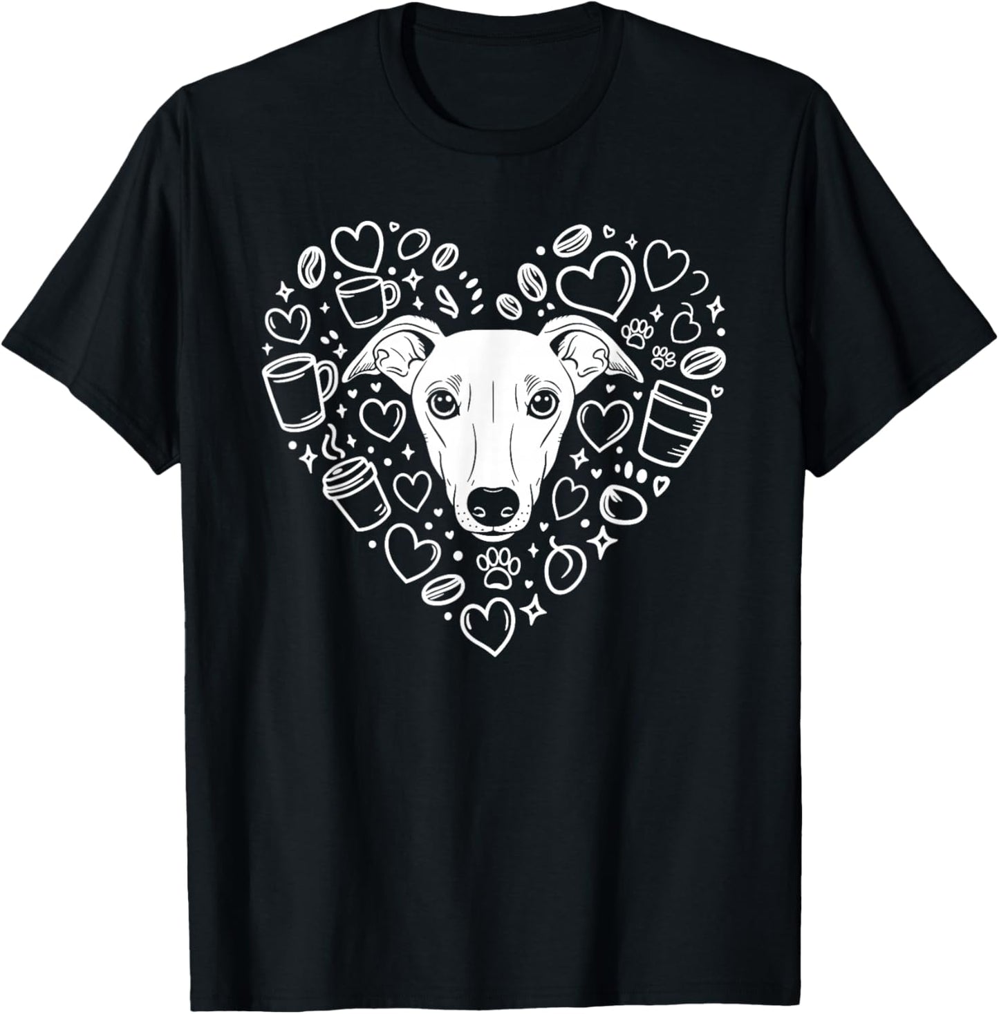 Drawing Art Whippet Coffee Whippets T-Shirt - T-Shirt | Black