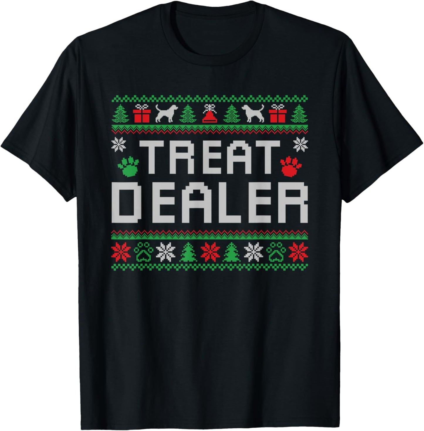 Treat Dealer Christmas Funny Humor Dog Owner Cool Dog Xmas T-Shirt - T-Shirt | Black
