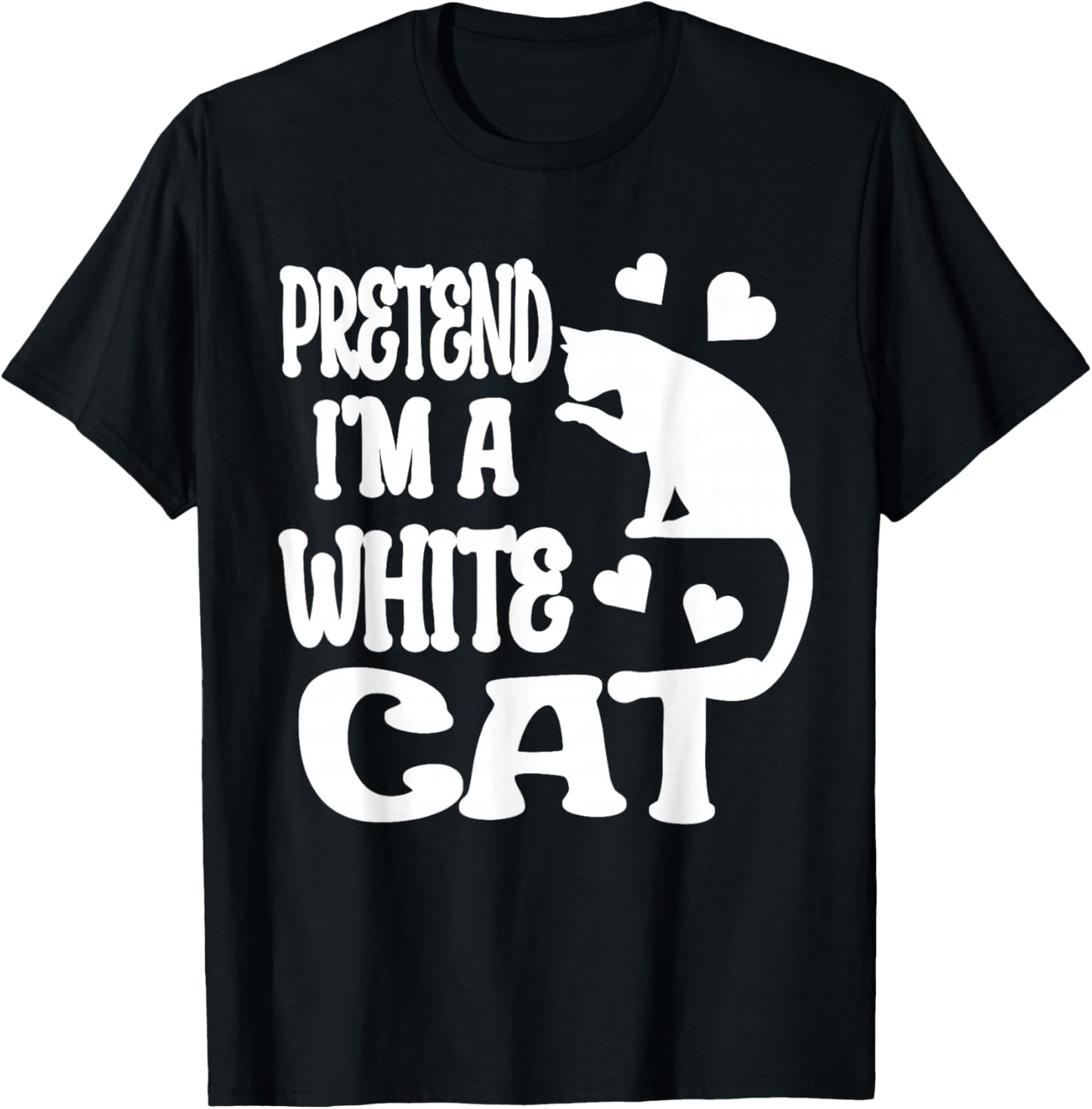 Pretend I'm A White Cat Funny Halloween Costume T-Shirt - T-Shirt | Black