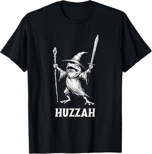 Huzzah Frog Knight Funny Sword Meme Quote T-Shirt - T-Shirt | Black