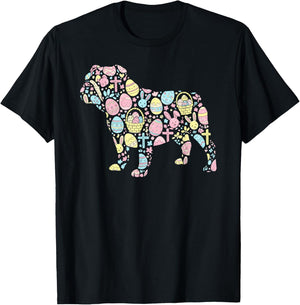 English Bulldog Bunny Easter Egg Easter Day Kids T-Shirt - T-Shirt | Black