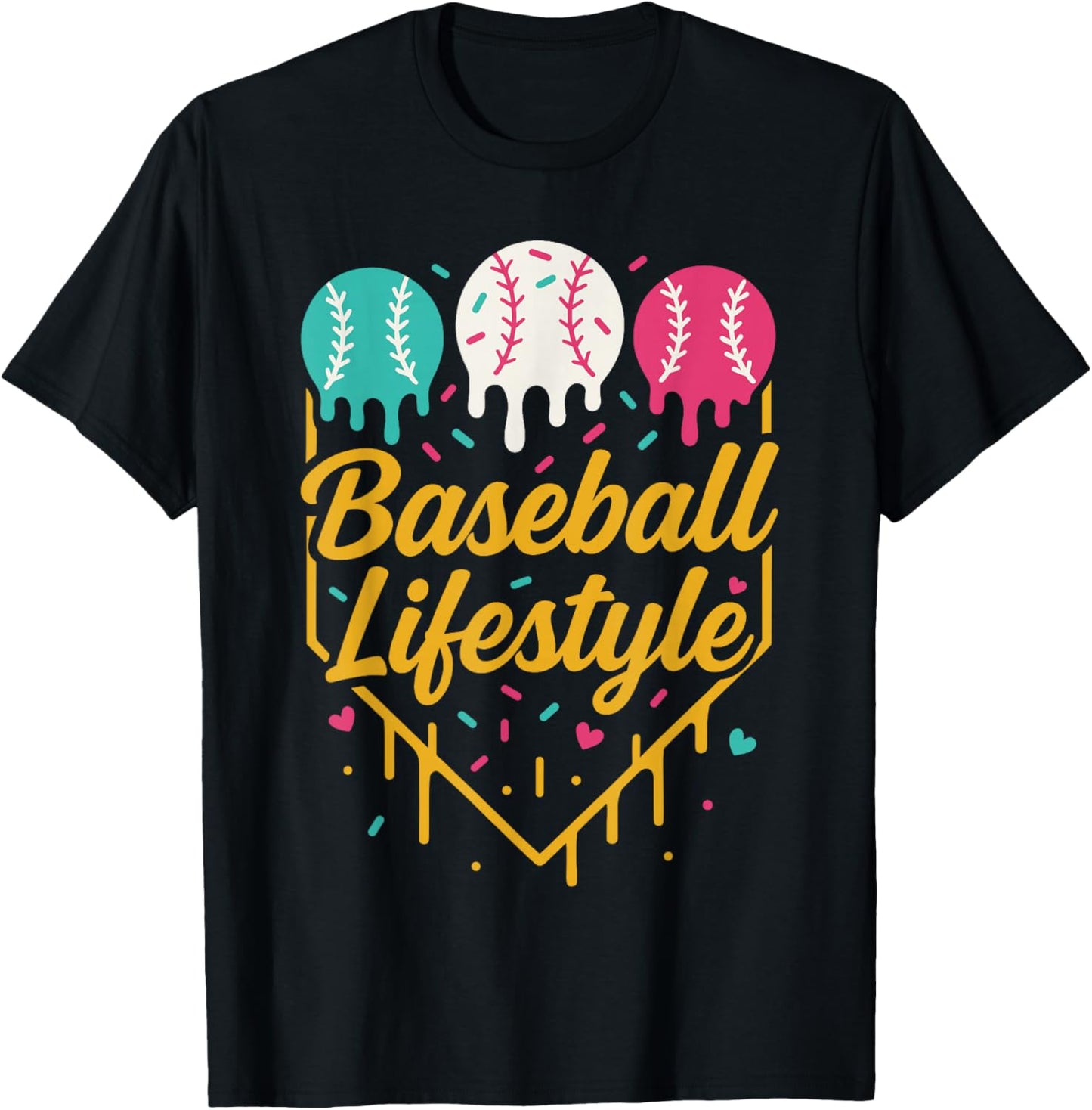 Baseball Lifestyle Shirt, Ice Cream Drip Baseball for Boys T-Shirt - T-Shirt | Black