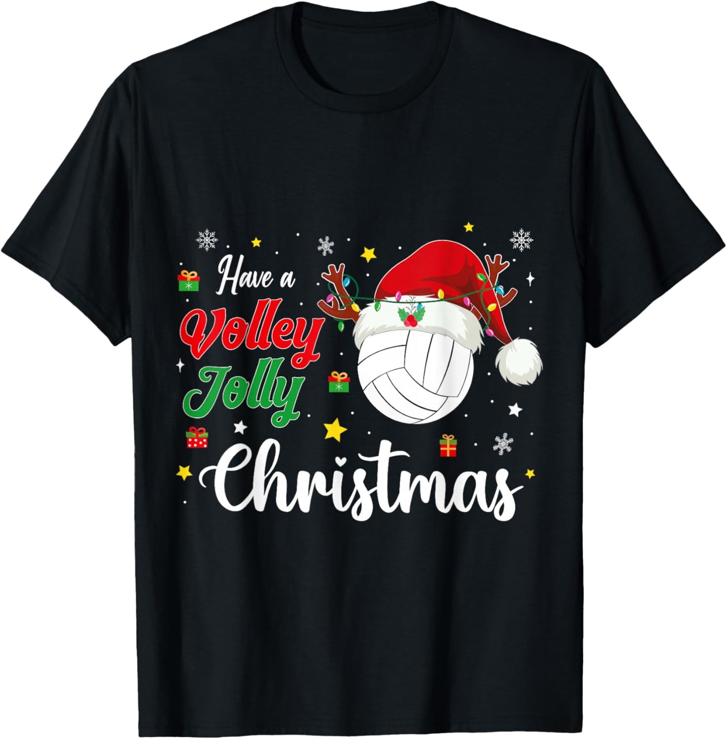 Christmas Volleyball Player Have a Volley Jolly Christmas T-Shirt - T-Shirt | Black
