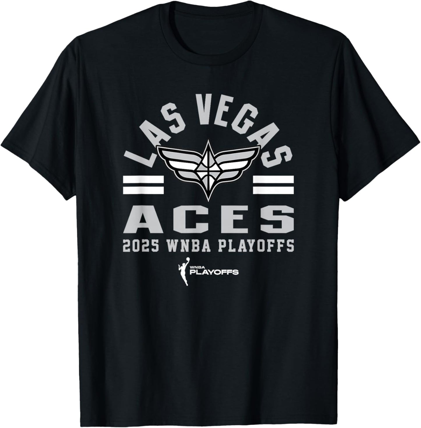 WNBA Official Las Vegas Aces 2025 Playoffs Worlds Collide T-Shirt - T-Shirt | Black