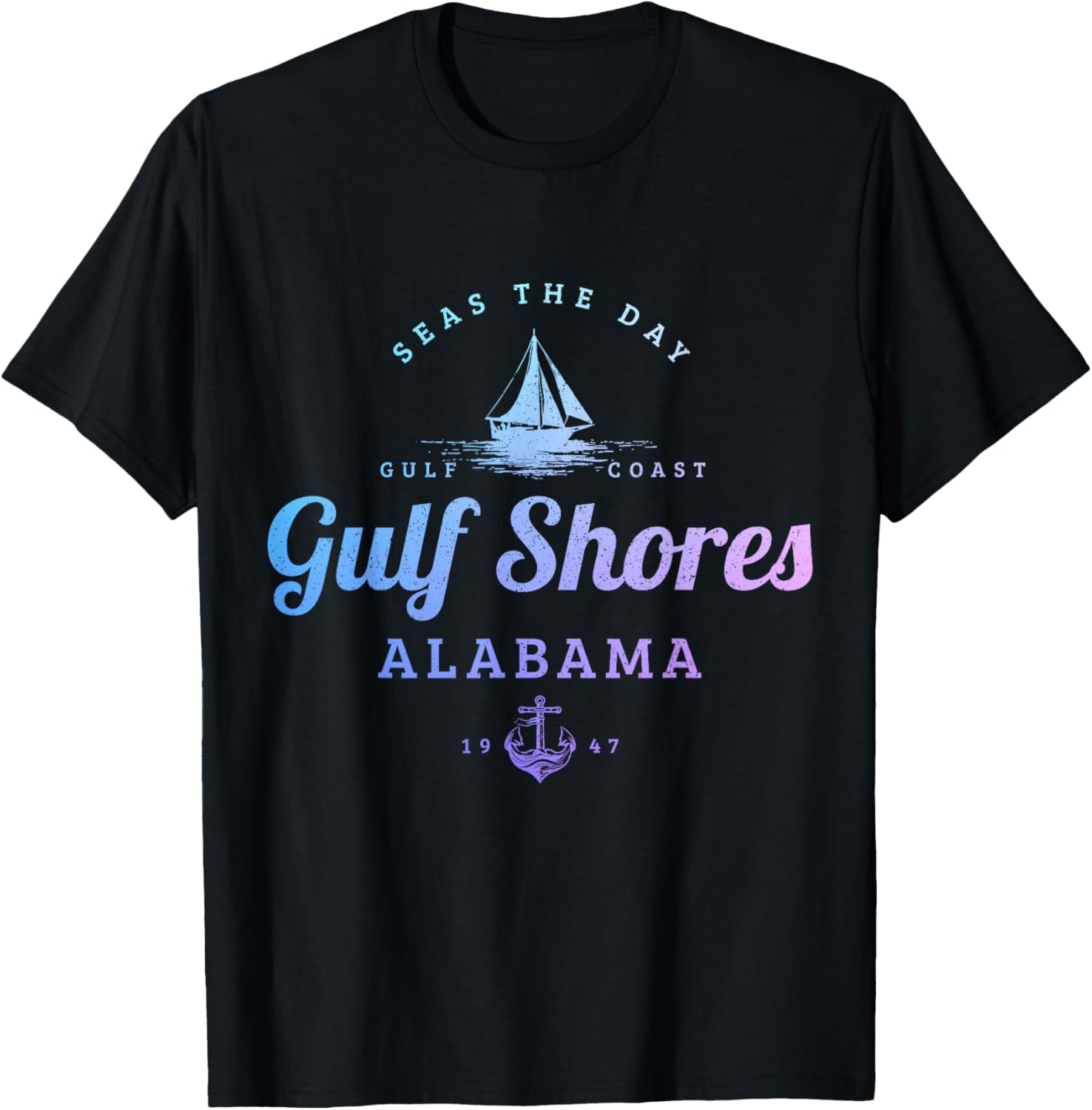 Gulf Shores Alabama Sail Boat Sailing T-Shirt - T-Shirt | Black