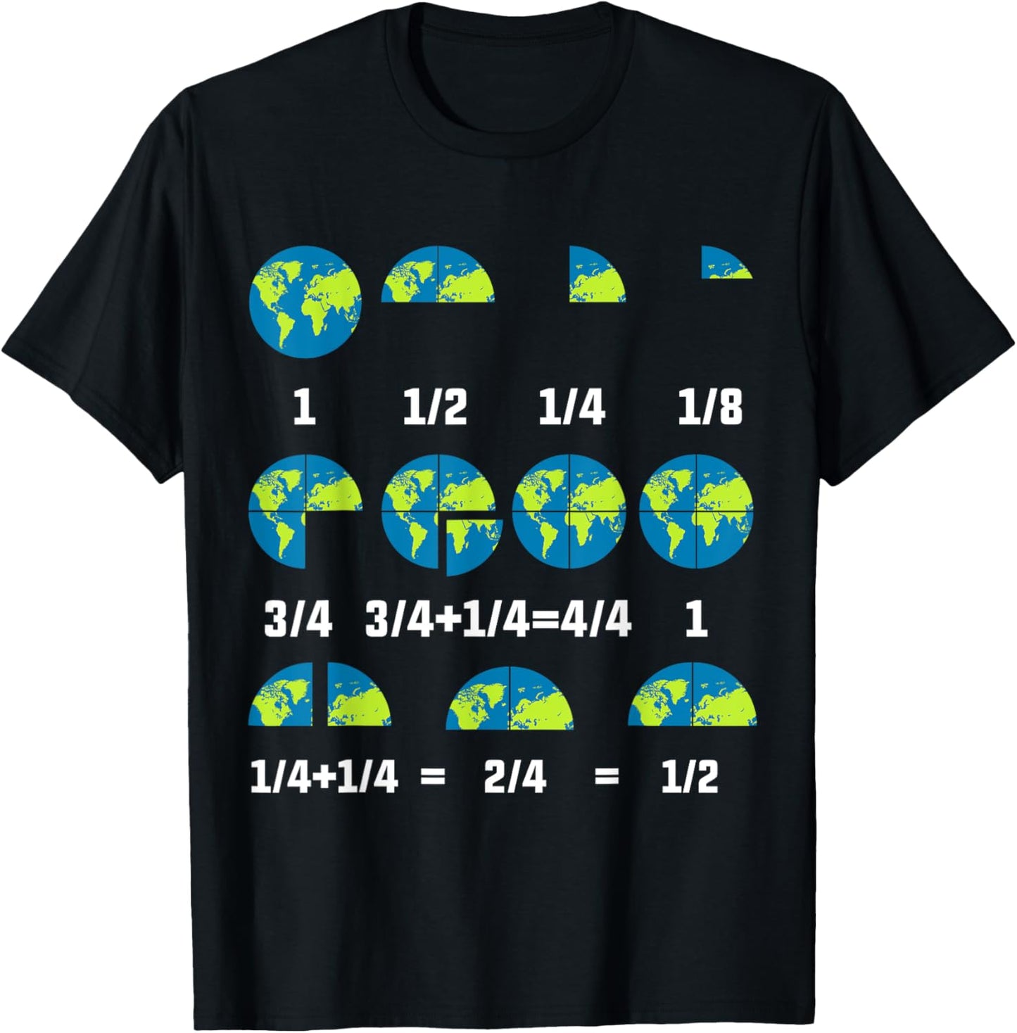 Educational Earth Day Fractions Math Learning Teacher Design T-Shirt - T-Shirt | Black