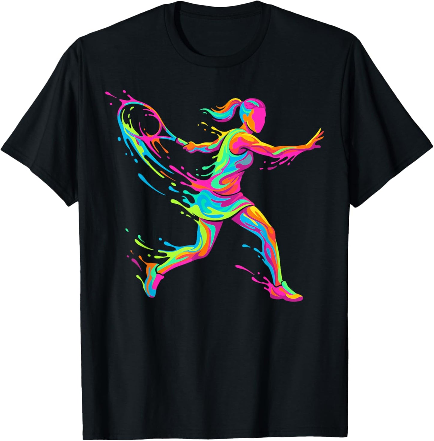 Tennis Player Woman Child and Girl T-Shirt - T-Shirt | Black