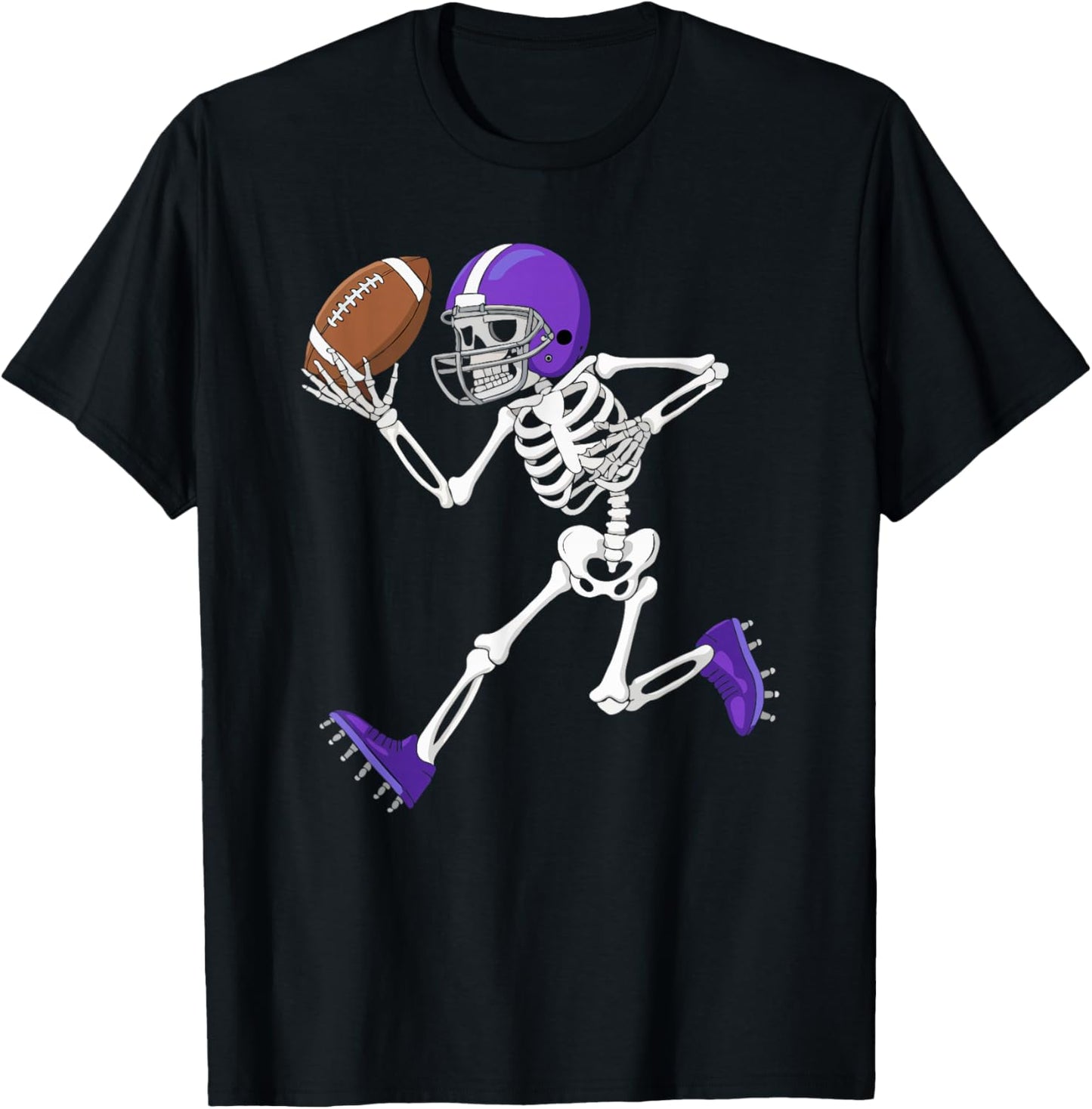 American Football Skeleton Player Funny Halloween Men Boys T-Shirt - T-Shirt | Black