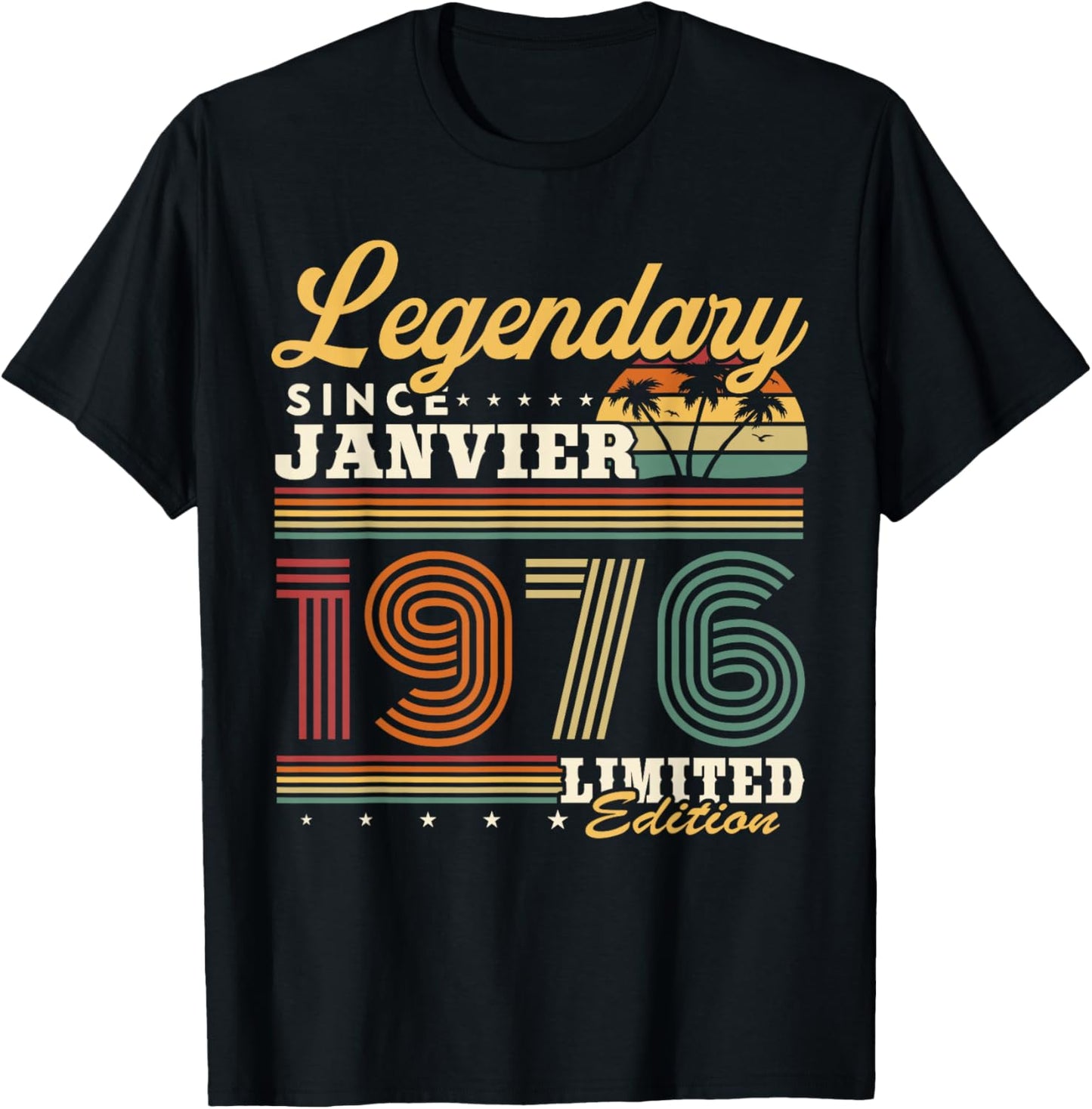 Vintage Birthday Gift 50 Years Born in January 1976 T-Shirt - T-Shirt | Black