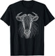 Line Art Wildebeest Wildebeests T-Shirt - T-Shirt | Black