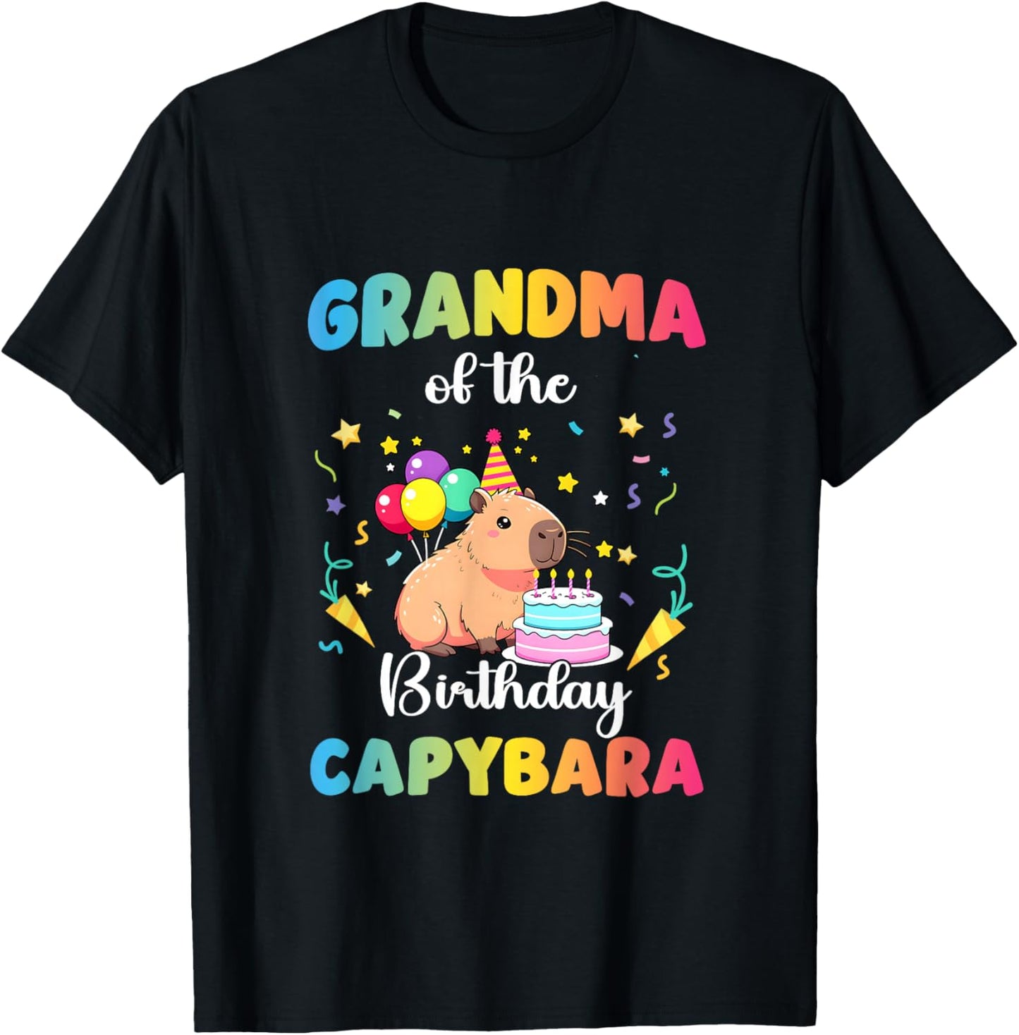 Grandma of The Birthday Girl Capybara Bday Party Family T-Shirt - T-Shirt | Black