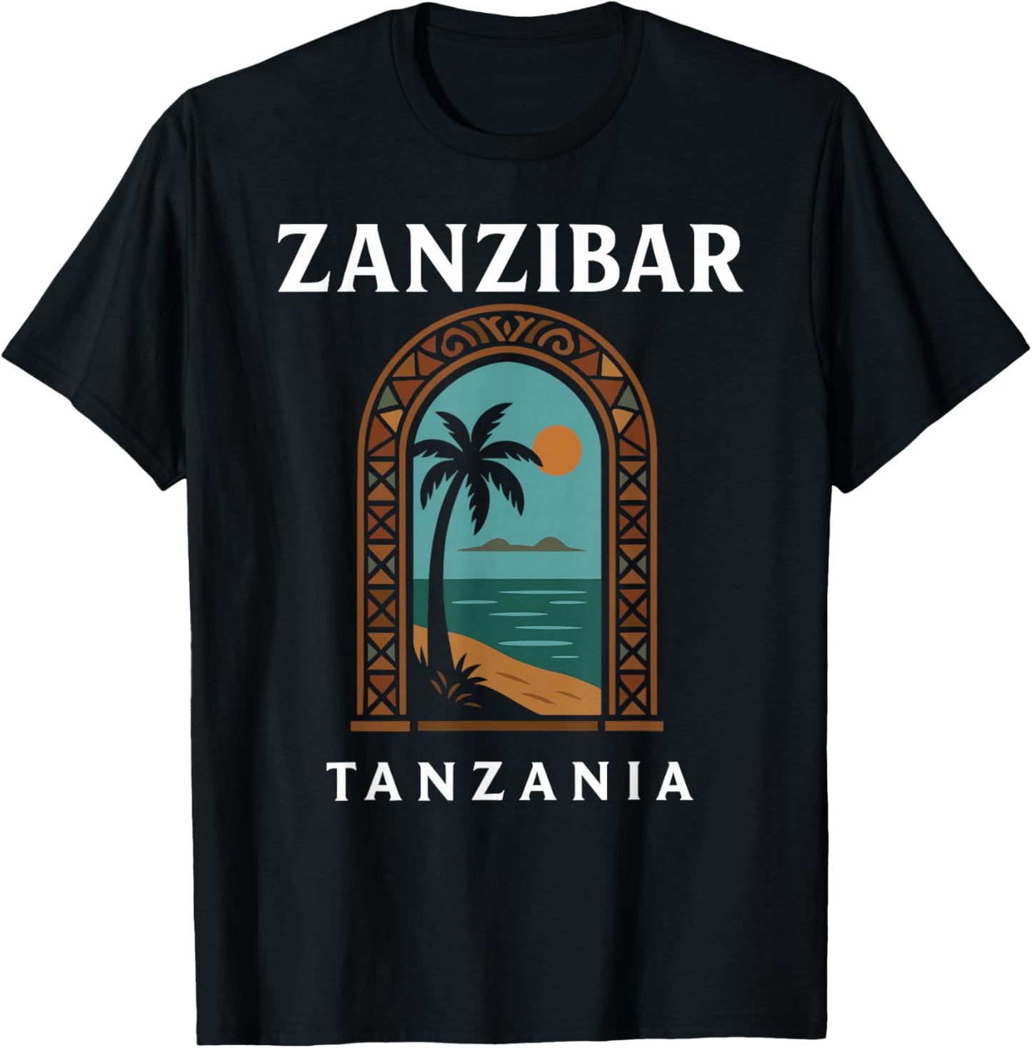 Zanzibar Tanzania Retro Stone Town Island Travel African Art T-Shirt - T-Shirt | Black