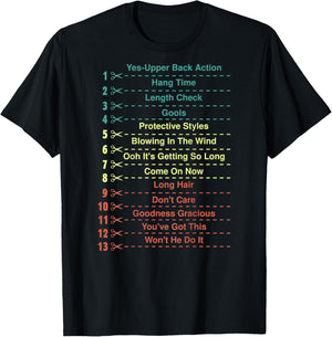 Track Your Long Natural Hair Length Check Backprint T-Shirt - T-Shirt | Black