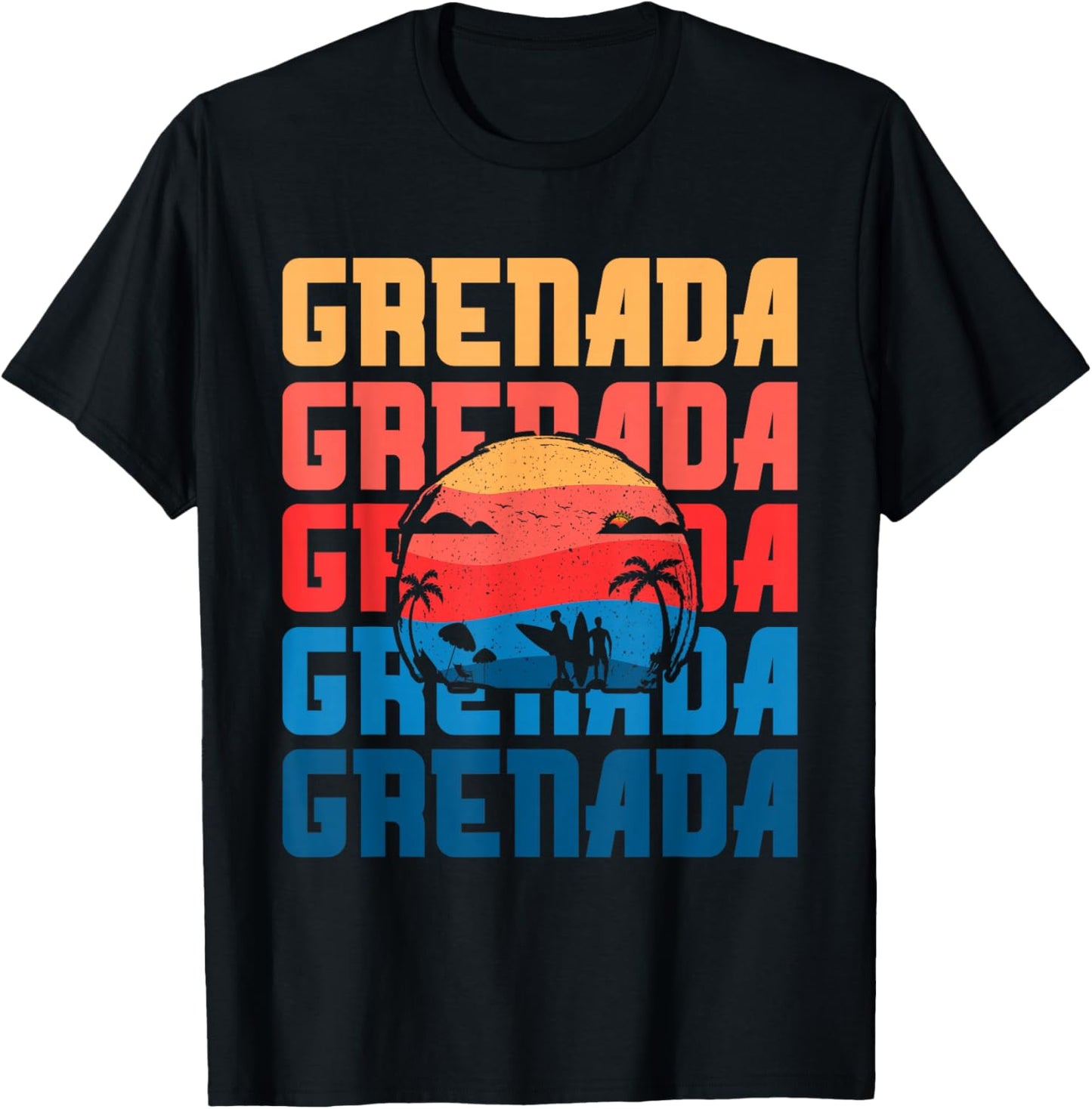 Grenada Vacation Grenadian Surfing Souvenir Retro T-Shirt - T-Shirt | Black