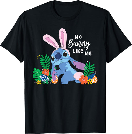 Disney Stitch No Bunny Like Me Tropical Spring Easter Eggs T-Shirt - T-Shirt | Black